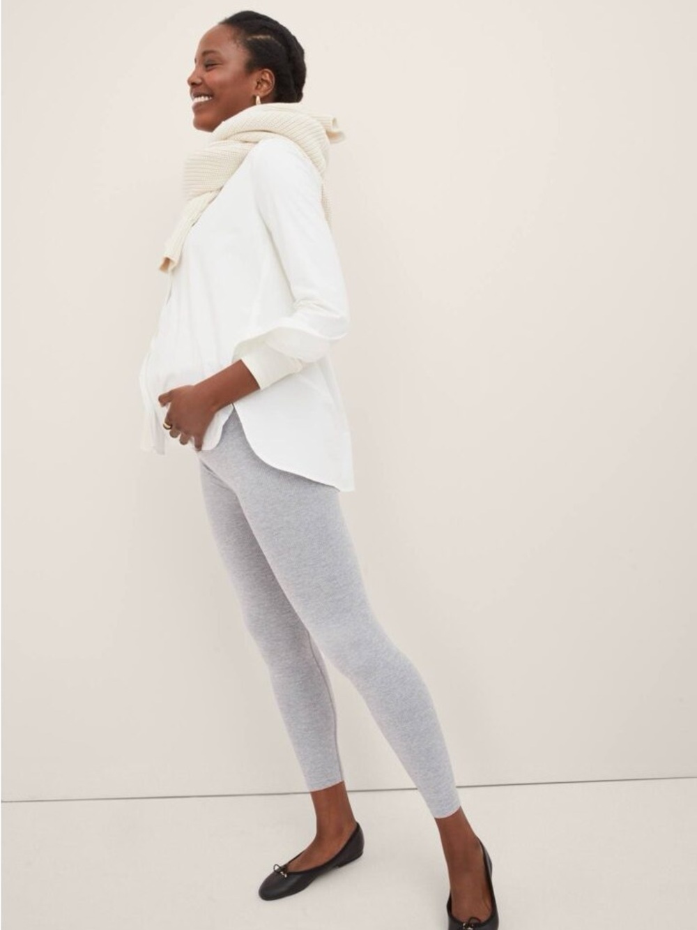 Hatch The Body Rib Maternity Leggings in Grey Melange, Size Small, NWOT